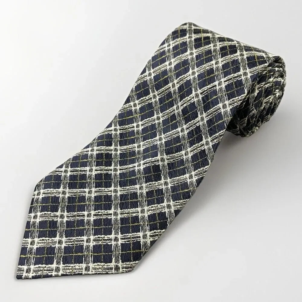 Issey Miyake IM Product 100% Silk Necktie Tie Blue Textured Geometric